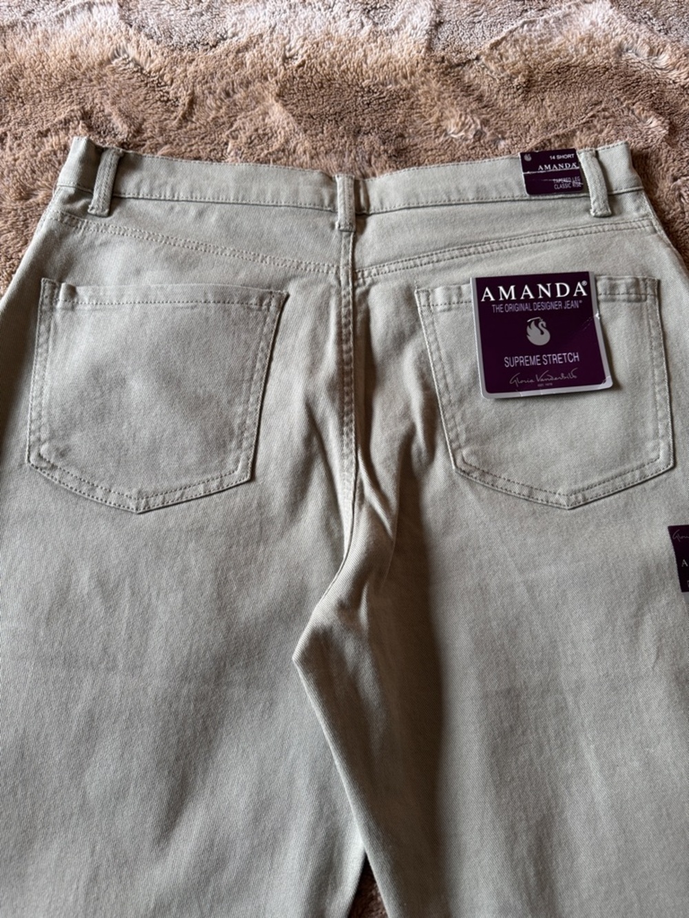 Gloria Vanderbilt Amanda Jeans 14 Short NWT Olive Tapered Classic Rise Stretch - Picture 4 of 13